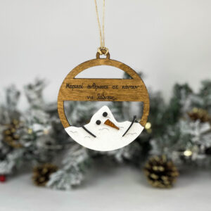 Ξύλινο στολίδι χιονάνθρωπος