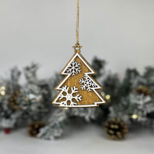 Ξύλινο δεντράκι χριστουγεννιάτικο άσπρο